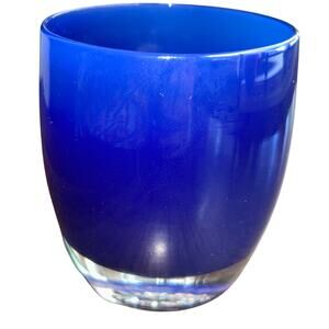 Cobalt blue glassy baby glass votive candle holder